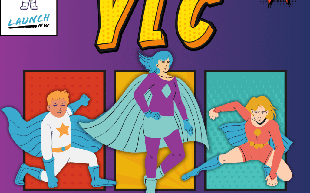 Youth Leadership Council graphic picturing three young superheroes in different power poses.