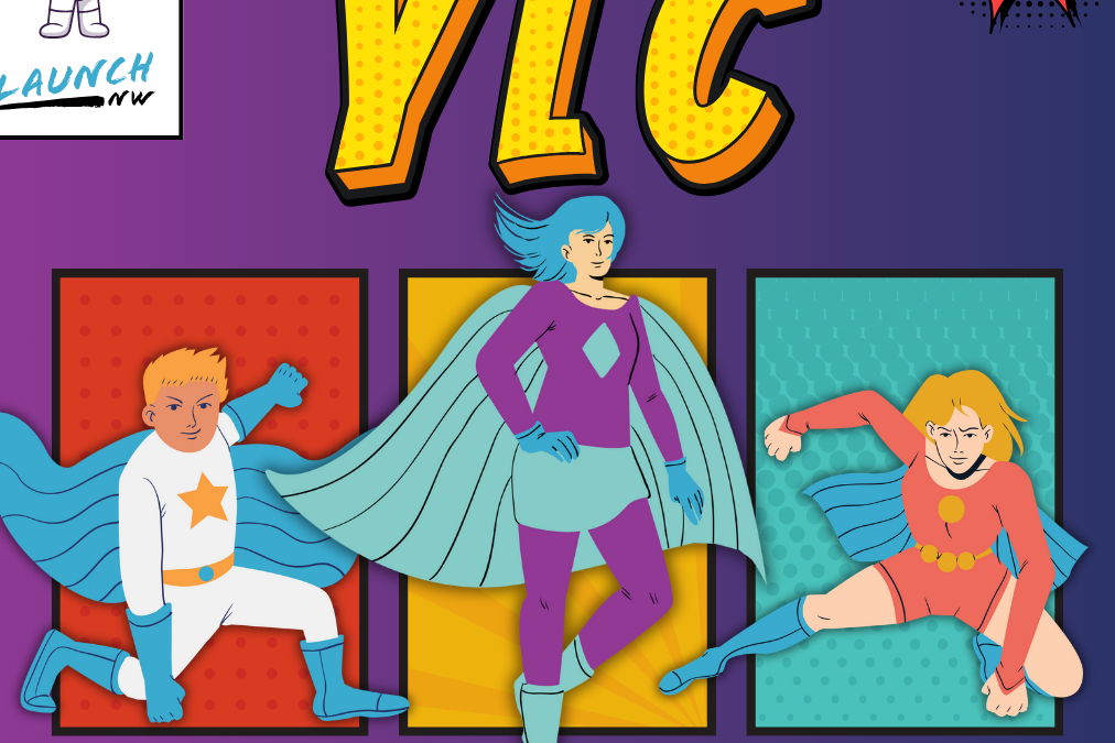 Youth Leadership Council graphic with three young superheroes in power poses.